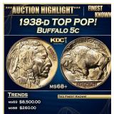 1938-d Buffalo Nickel TOP POP! 5c ms68+ SEGS