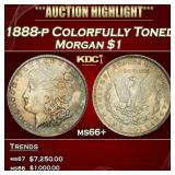 1888-p Morgan Dollar Colorfully Toned $1 ms66+ SEG