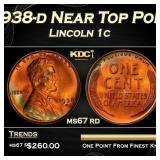 1938-d Lincoln Cent Near Top Pop 1c ms67 rd SEGS