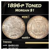 1896-p Morgan Dollar Toned $1 Grades ms65+