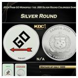 2024 Pass GO Monopoly 1oz .999 Silver Round Colori