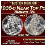1938-d Mercury Dime Near Top Pop 10c ms68 FSB SEGS
