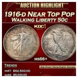 1916-d Walking Liberty Half Dollar Near Top Pop 50