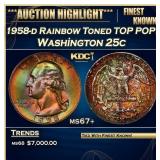 1958-d Washington Quarter Rainbow Toned TOP POP! 2