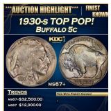 1930-s Buffalo Nickel TOP POP! 5c ms67+ SEGS