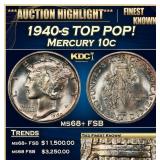1940-s Mercury Dime TOP POP! 10c ms68+ FSB SEGS
