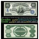 1908 $10 Blue Seal Silver Certificate "Tombstone"