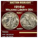 1916-d Walking Liberty Half Dollar 50c ms65+ SEGS
