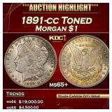 1891-cc Morgan Dollar Toned $1 ms65+ SEGS