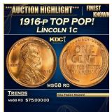 1916-p Lincoln Cent TOP POP! 1c ms68 rd SEGS