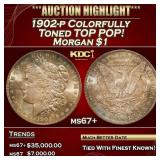 1902-p Morgan Dollar Colorfully Toned TOP POP! $1