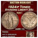 1924-p Standing Liberty Quarter Toned 25c ms66+ fh