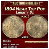 1894 Liberty Nickel Near Top Pop 5c ms66+ SEGS