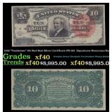 1886 $10 Red Seal Silver Certificate "Tombstone" F