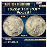 1922-p Peace Dollar TOP POP! $1 ms67 SEGS