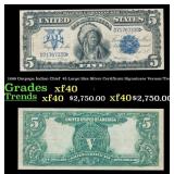 1899 $5 Large Size Silver Certificate Oncpapa Indi