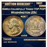 1946-d Washington Quarter Colorfully Toned TOP POP