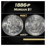 1886-p Morgan Dollar $1 Grades ms63+