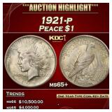 1921-p Peace Dollar $1 ms65+ SEGS