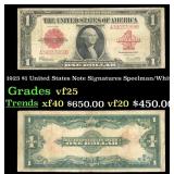 1923 $1 United States Note Grades vf+ Signatures S