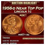 1956-d Lincoln Cent Near Top Pop 1c ms67+ rd SEGS