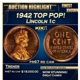 1942 Proof Lincoln Cent TOP POP! 1c pr67 rd cam SE