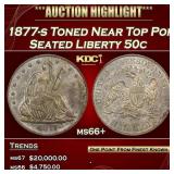 1877-s Seated Half Dollar Toned Near Top Pop 50c m