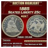 1885 Proof Seated Liberty Quarter 25c pr64+ DCAM S