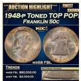 1948-p Franklin Half Dollar Toned TOP POP! 50c ms6