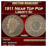 1911 Proof Liberty Nickel Near Top Pop 5c pr66+ SE