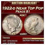 1922-d Peace Dollar Near Top Pop $1 ms66+ SEGS