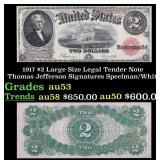 1917 $2 Large Size Legal Tender Note Thomas Jeffer