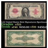 1923 $1 United States Note Grades vf+ Signatures S