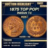1875 Indian Cent TOP POP! 1c ms66+ rb SEGS