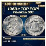 1963-p Franklin Half Dollar TOP POP! 50c ms67 SEGS