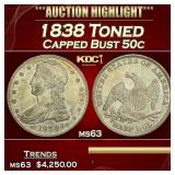 1838 Capped Bust Half Dollar Toned 50c ms63 USCG