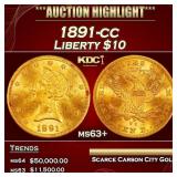 1891-cc Gold Liberty Eagle $10 ms63+ SEGS