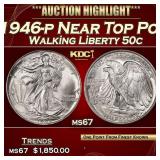 1946-p Walking Liberty Half Dollar Near Top Pop 50