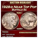 1928-d Buffalo Nickel Near Top Pop 5c ms66+ SEGS