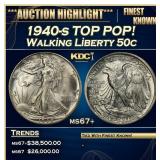 1940-s Walking Liberty Half Dollar TOP POP! 50c ms