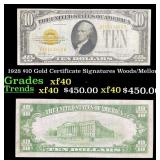 1928 $10 Gold Certificate Signatures Woods/Mellon