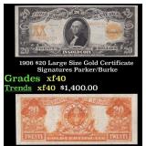 1906 $20 Large Size Gold Certificate Grades xf Sig