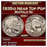 1935-d Buffalo Nickel Near Top Pop 5c ms66+ SEGS