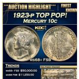1923-p Mercury Dime TOP POP! 10c ms68+ FSB SEGS