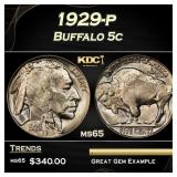 1929-p Buffalo Nickel 5c Grades ms65