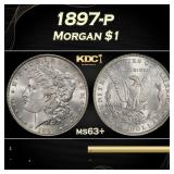 1897-p Morgan Dollar $1 Grades ms63+