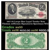 1917 $2 Large Size Legal Tender Note Thomas Jeffer