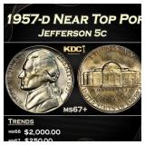1957-d Jefferson Nickel Near Top Pop 5c ms67+ SEGS