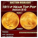 1911-p Gold Indian Eagle Near Top Pop $10 ms65+ SE