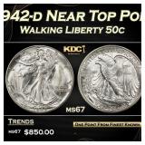 1942-d Walking Liberty Half Dollar Near Top Pop 50